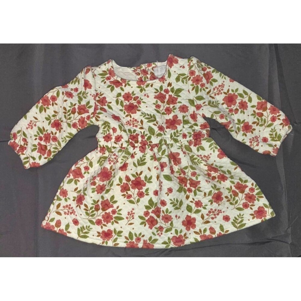 Chatherine Malandrino Baby Girl 3-6 Months Quilted Dress Pink Floral White - Picture 2 of 3
